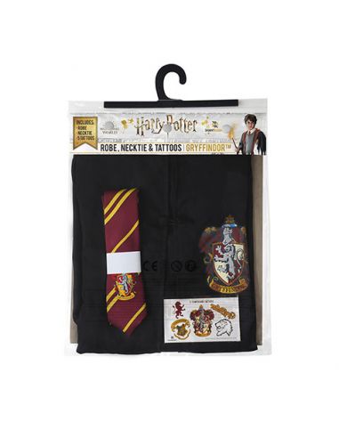 Pack disfraz Gryffindor: Túnica + Corbata + 5 tatuajes - Harry Potter