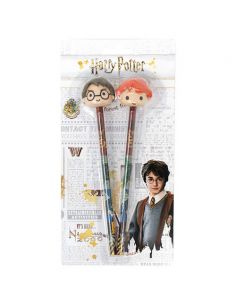 Pack de 2 lápices de Harry Potter y Ron Weasley con goma 3D 2