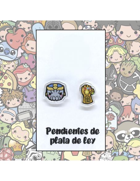 Pendientes Plata - Villano espacial y Guantelete - Joyería Artesanal