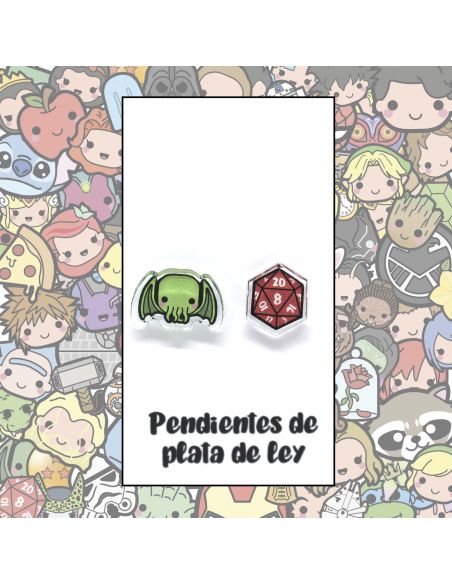 Pendientes Plata - Cthulhu y D20 - Joyería Artesanal