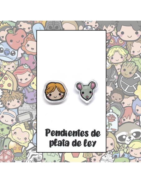 Pendientes Plata - Mago pelirrojo y Rata - Joyería Artesanal