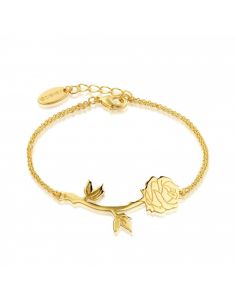 Pulsera Rosa de la Bella y la Bestia chapada en Oro - Disney