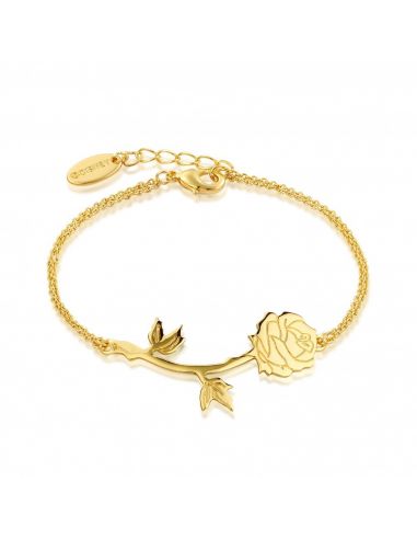 Pulsera Rosa de la Bella y la Bestia chapada en Oro - Disney