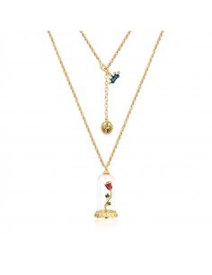 Colgante Rosa de la Bella y la Bestia chapado en Oro - Disney