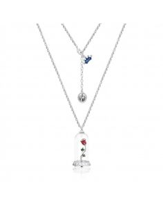 Colgante Rosa de la Bella y la Bestia chapado en Oro blanco - Disney