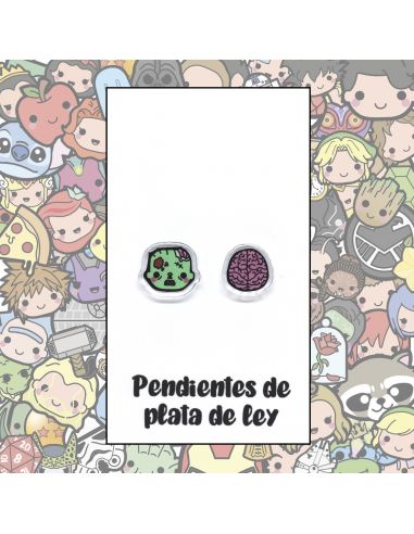 Pendientes Plata - Zombie y Cerebro - Joyería Artesanal