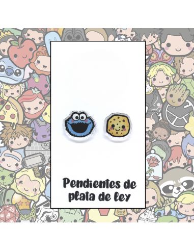 Pendientes Plata - Monstruo y Galleta - Joyería Artesanal