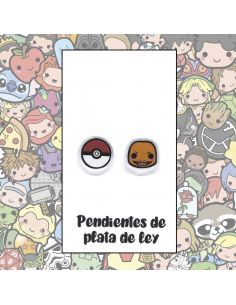 Pendientes Plata - PokeCharm y Bolilla - Joyería Artesanal