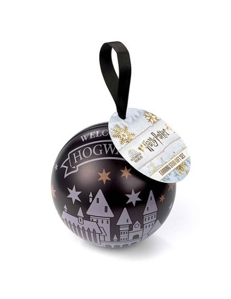Bola de Navidad Hogwarts con Pendientes Iconos - Harry Potter