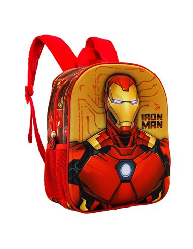 Iron Man Angry Mochila 3D Pequeña, Rojo