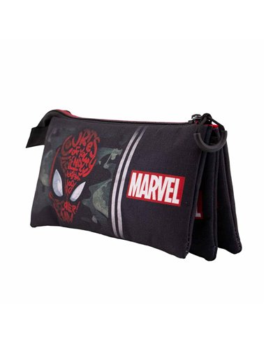 Spiderman Spidey-Estuche Portatodo Triple HS, Negro