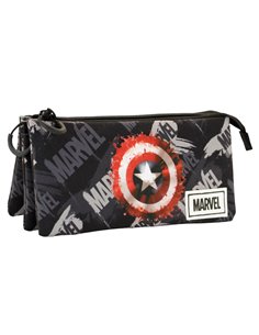 Capitán América Scratches-Estuche Portatodo Triple FAN, Gris