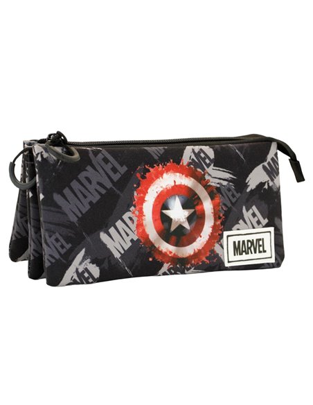 Capitán América Scratches-Estuche Portatodo Triple FAN, Gris