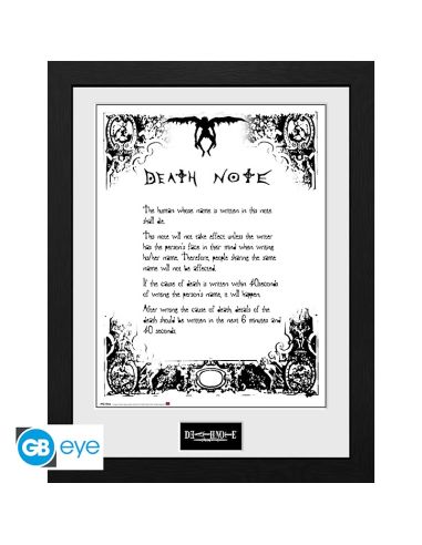 Póster Death Note enmarcado Reglas - Death Note