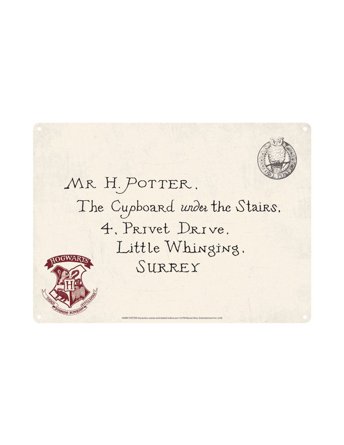 exile prince Seaside Placa Metálica Carta Hogwarts - Harry Potter