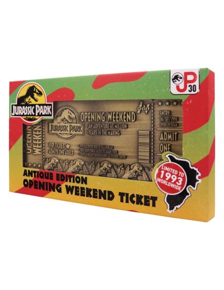 Réplica Ticket Jurassic Park 30th Aniversario Dorado - Edición Limitada