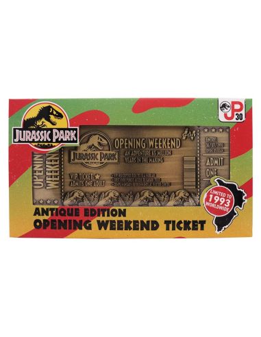 Réplica Ticket Jurassic Park 30th Aniversario Dorado - Edición Limitada