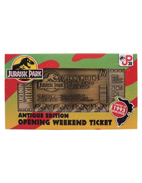 Réplica Ticket Jurassic Park 30th Aniversario Dorado - Edición Limitada
