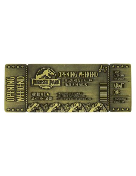 Réplica Ticket Jurassic Park 30th Aniversario Dorado - Edición Limitada