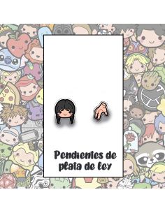 Pendientes Plata - Niña Gótica y Mano - Joyería Artesanal