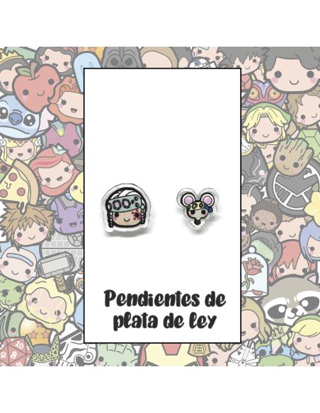 Pendientes Plata - Caza Demonios con Ratita Forzuda - Joyería Artesanal