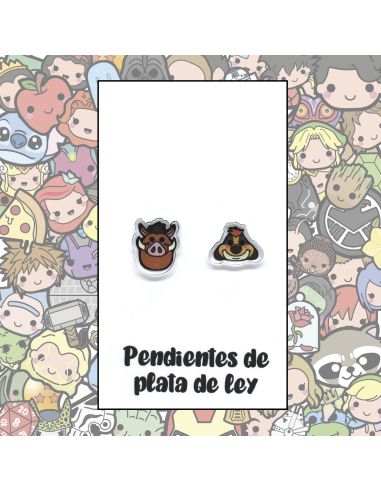 Pendientes Plata - Suricato y Jabalí - Joyería Artesanal