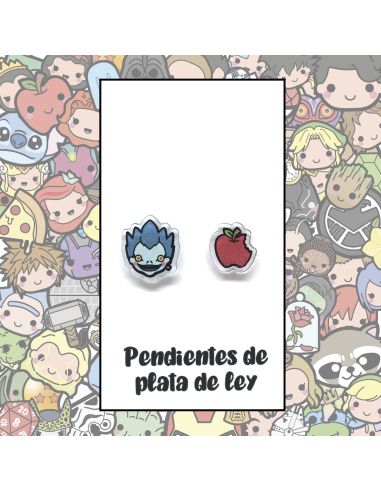 Pendientes Plata - Shinigami y Manzana - Joyería Artesanal