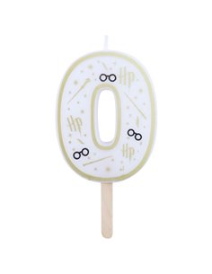 Vela de cumpleaños número 0 (Harry Potter blanco y dorado) 7 cm