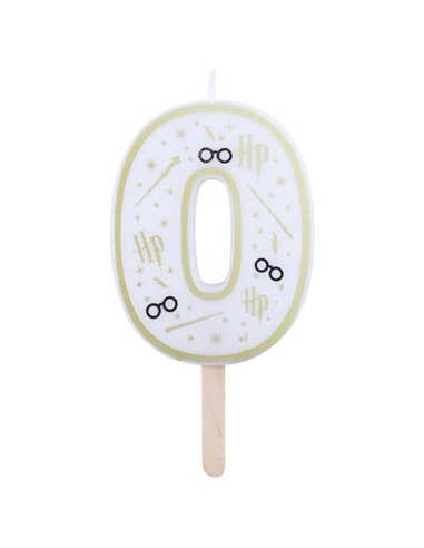 Vela de cumpleaños número 0 (Harry Potter blanco y dorado) 7 cm