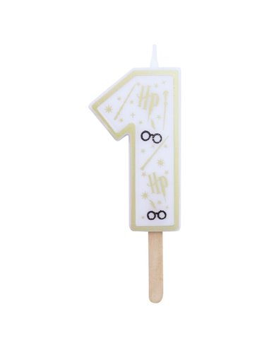 Vela de cumpleaños número 1 (Harry Potter blanco y dorado) 7 cm Vela de cumpleaños número 1 (Harry Potter blanco y dorado) 7 cm