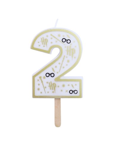 Vela de cumpleaños número 2 (Harry Potter blanco y dorado) 7 cm Vela de cumpleaños número 2 (Harry Potter blanco y dorado) 7 cm