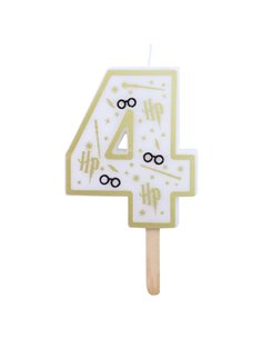 Vela de cumpleaños número 4 (Harry Potter blanco y dorado) 7 cm