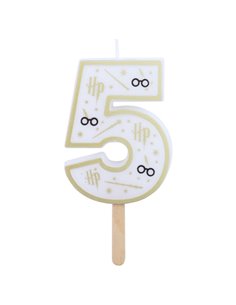 Vela de cumpleaños número 5 (Harry Potter blanco y dorado) 7 cm