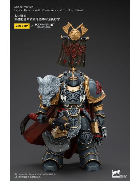 Figura 1/18 Space Wolves Legion Praetor with Power Axe and Combat Shield 12 cm Warhammer The Horus Heresy