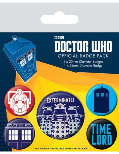 Pack 5 Chapas Exterminate - Doctor Who