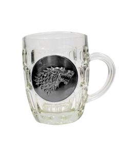 Jarra de Cerveza vidrio y metal Casa Stark - Juego de Tronos