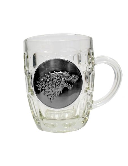 Jarra de Cerveza vidrio y metal Casa Stark - Juego de Tronos