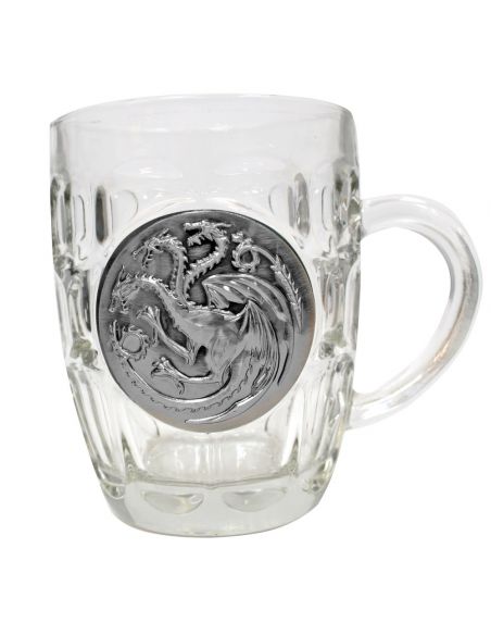 Jarra de Cerveza vidrio y metal Casa Targaryen - Juego de Tronos