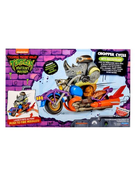 Figura Rocksteady y Moto Chopper 12 cm – Tortugas Ninja