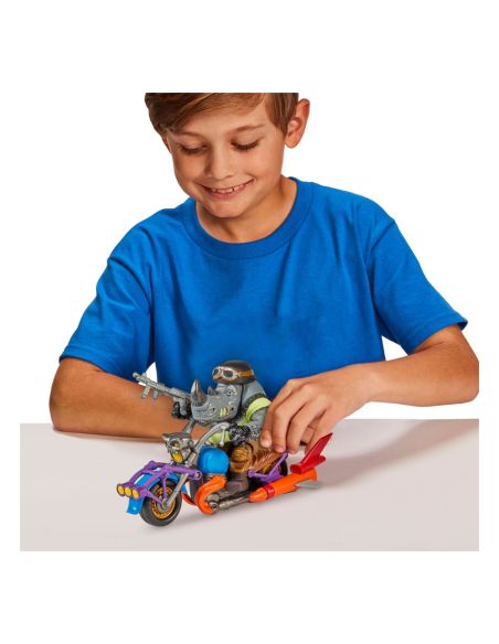 Figura Rocksteady y Moto Chopper 12 cm – Tortugas Ninja