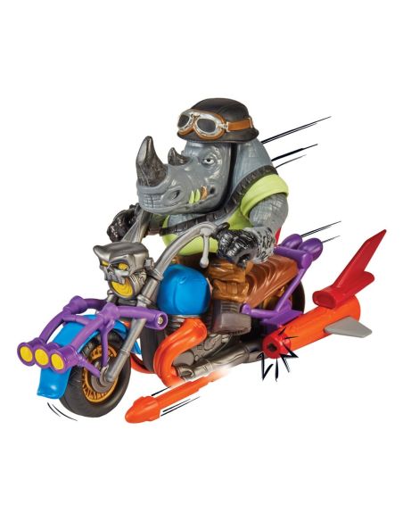 Figura Rocksteady y Moto Chopper 12 cm – Tortugas Ninja