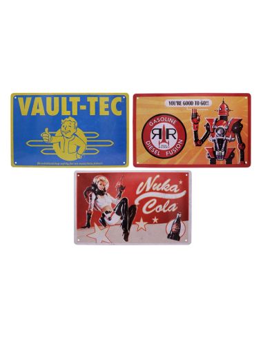 Fallout Set 3 Placas Metálicas de Colección