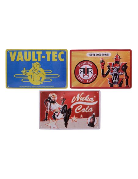 Fallout Set 3 Placas Metálicas de Colección