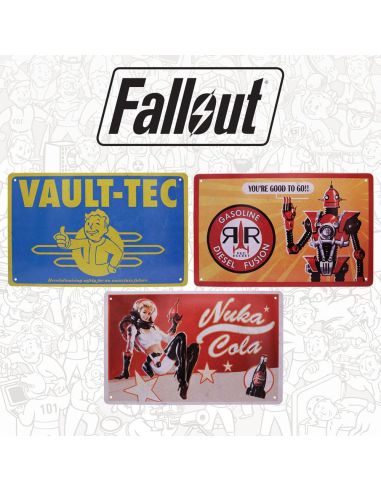 Fallout Set 3 Placas Metálicas de Colección
