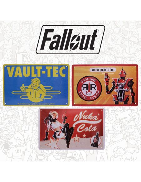 Fallout Set 3 Placas Metálicas de Colección