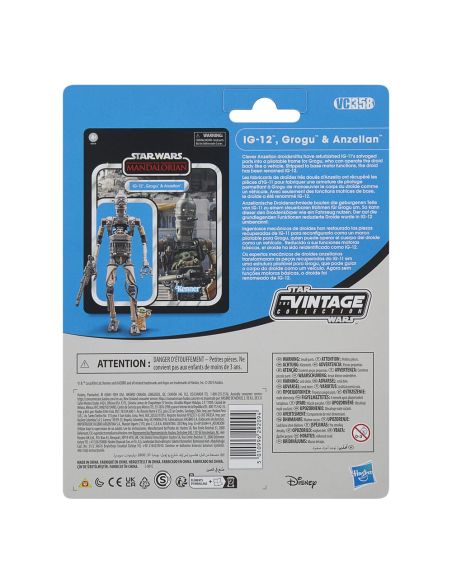 Figura Star Wars: The Mandalorian Vintage Collection Pack de 3 Figuras IG-12, Grogu & ANZellan 10 cm